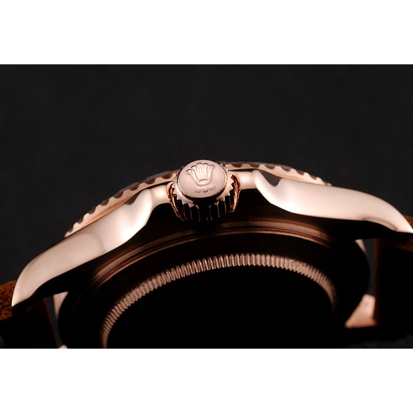 Aaa replica watch Bracelet Master Gold Brown 1453861 Case Dial Rose Leather Rolex Black Yacht 0602